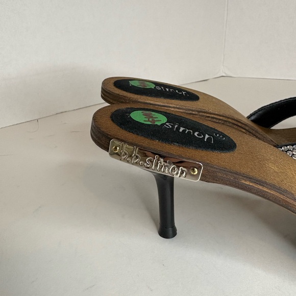 B.B. Simon Silver Rhinestone Slide Mules - Picture 2 of 6